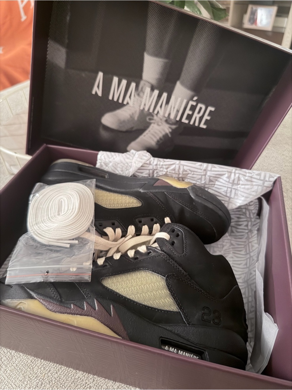 Jordan 5 A Ma Maniére Black Cream Sneakers